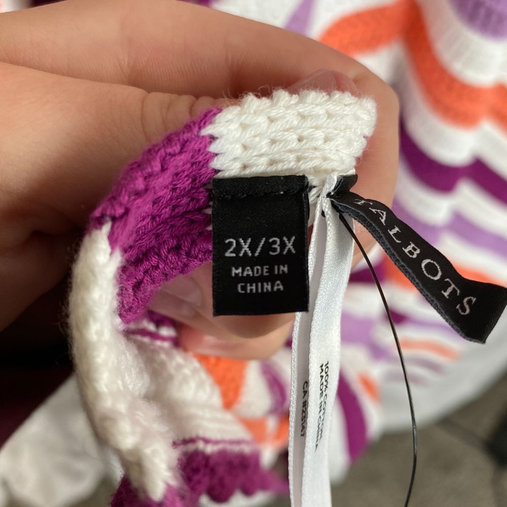 Talbots Purple and Orange Striped Poncho - Picture 13 of 16